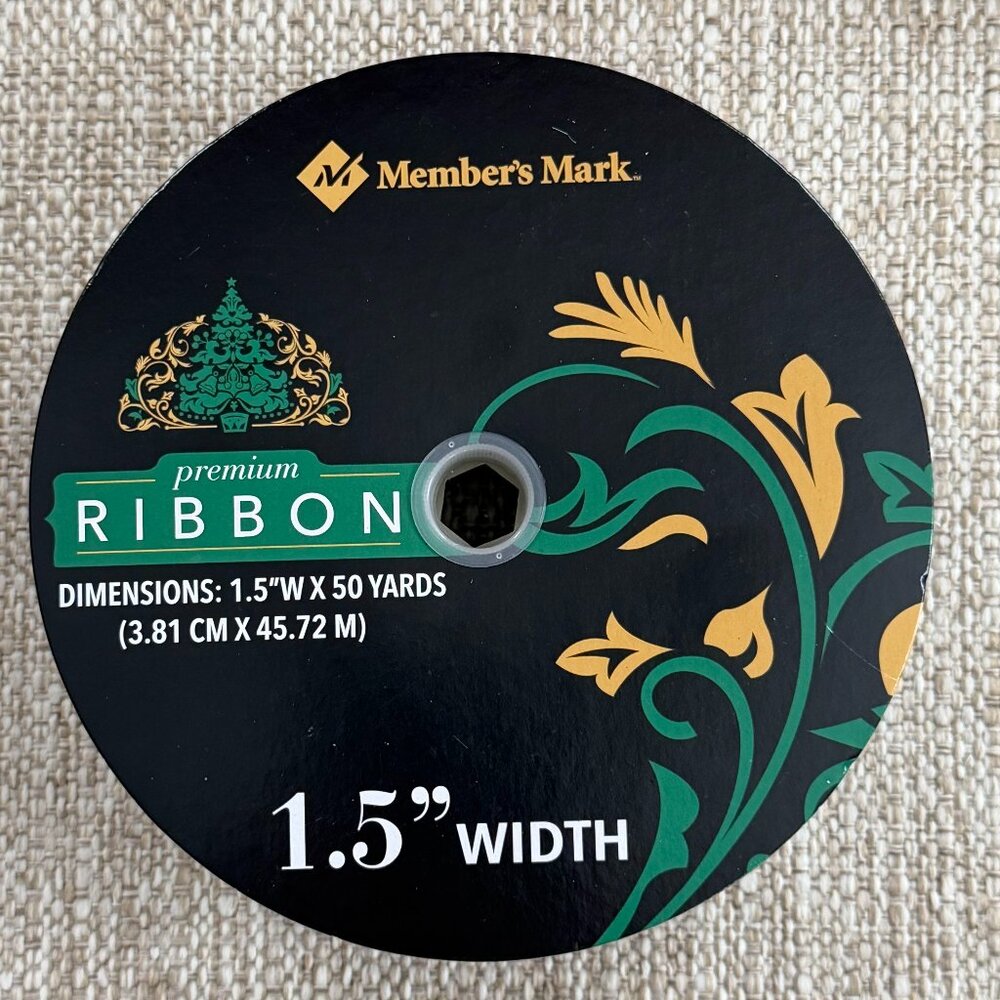 Member's Mark Premium Wired Ribbon 50 Yards 1-1/2 in Width, Black/White - Picture 2 of 3